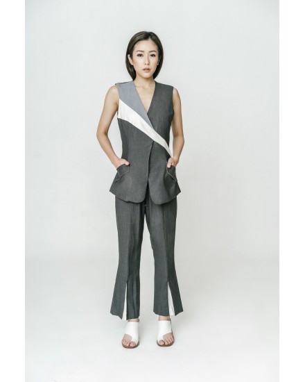 Pinstripe Pants with White Vent