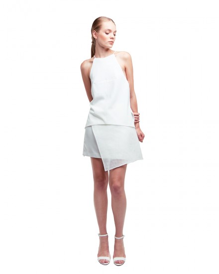 WRAP FRONT SKIRT IN SHEER CHECK