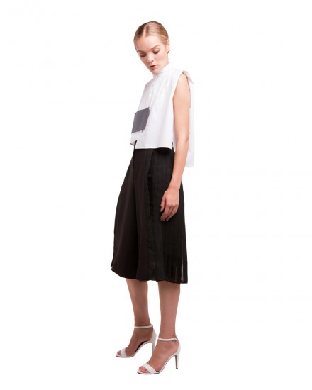 SIDE PLEATED WIDE LEG CULOTTE