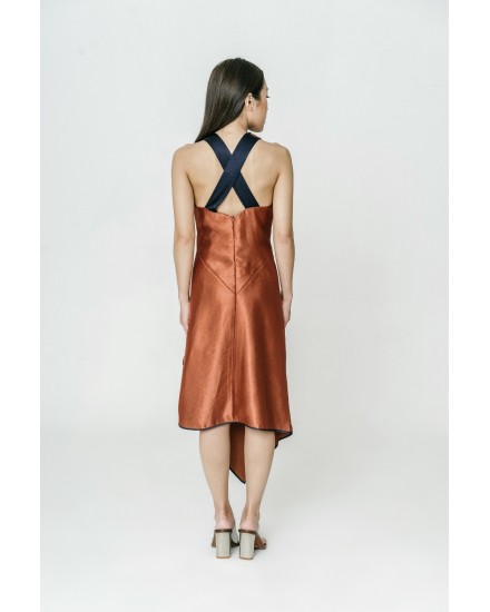 Pleated handkerchief midi dress