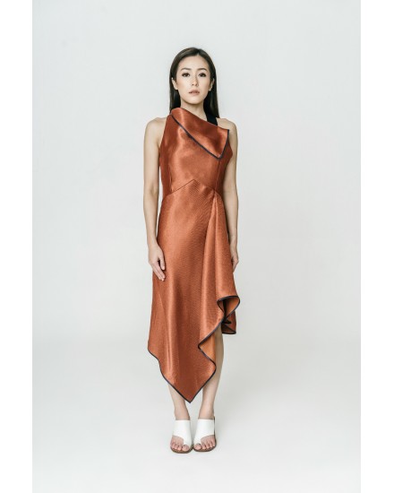 Pleated handkerchief midi dress