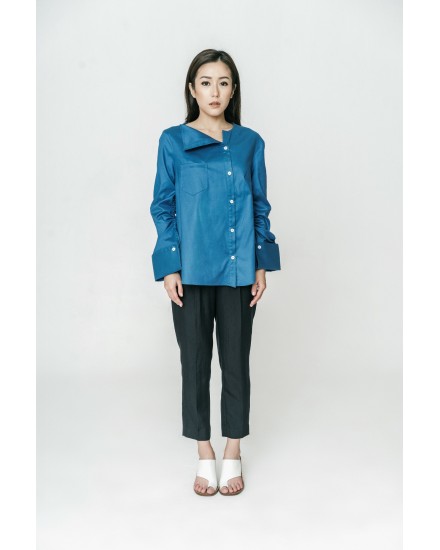 Blue asymmetric shirt